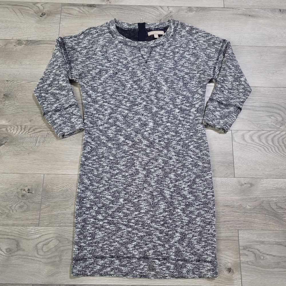 BANANA REPUBLIC Sweater Dress Womens XS Navy/White Mini Long‎ Sleeve Round Neck